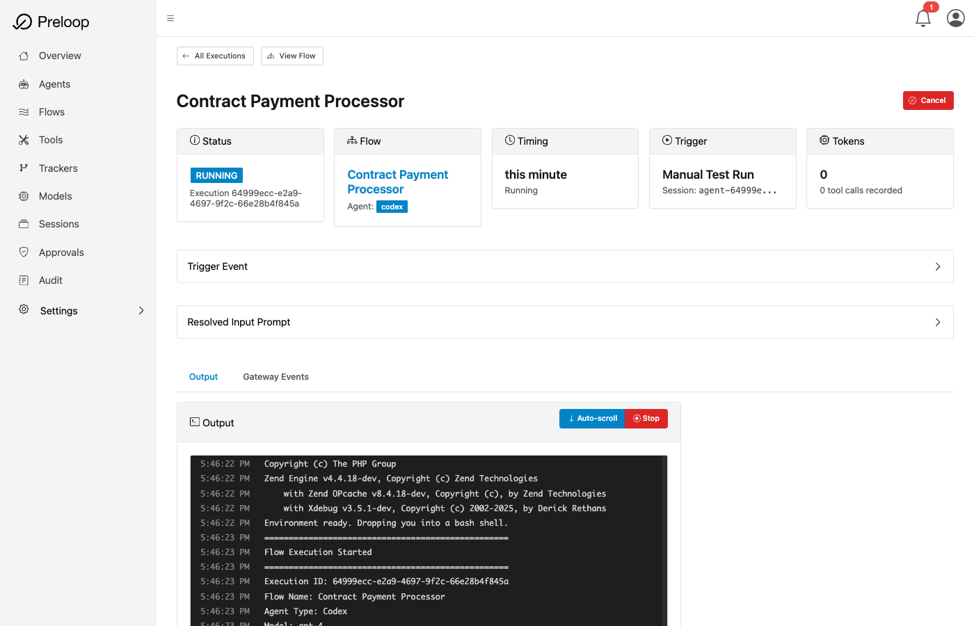 Flow execution started